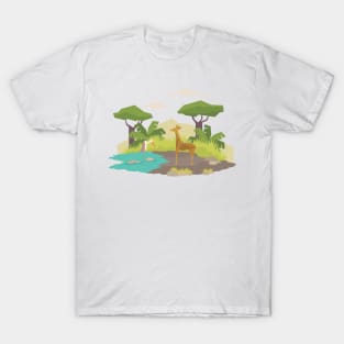 Geometric flat style deer in wildlife design T-Shirt